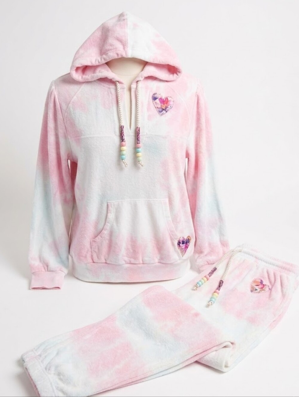 LoveShackFancy Pink & White Kirby Hooded Top And Sweatpants Set